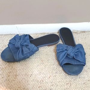 TORY BURCH DENIM BOW FLATS